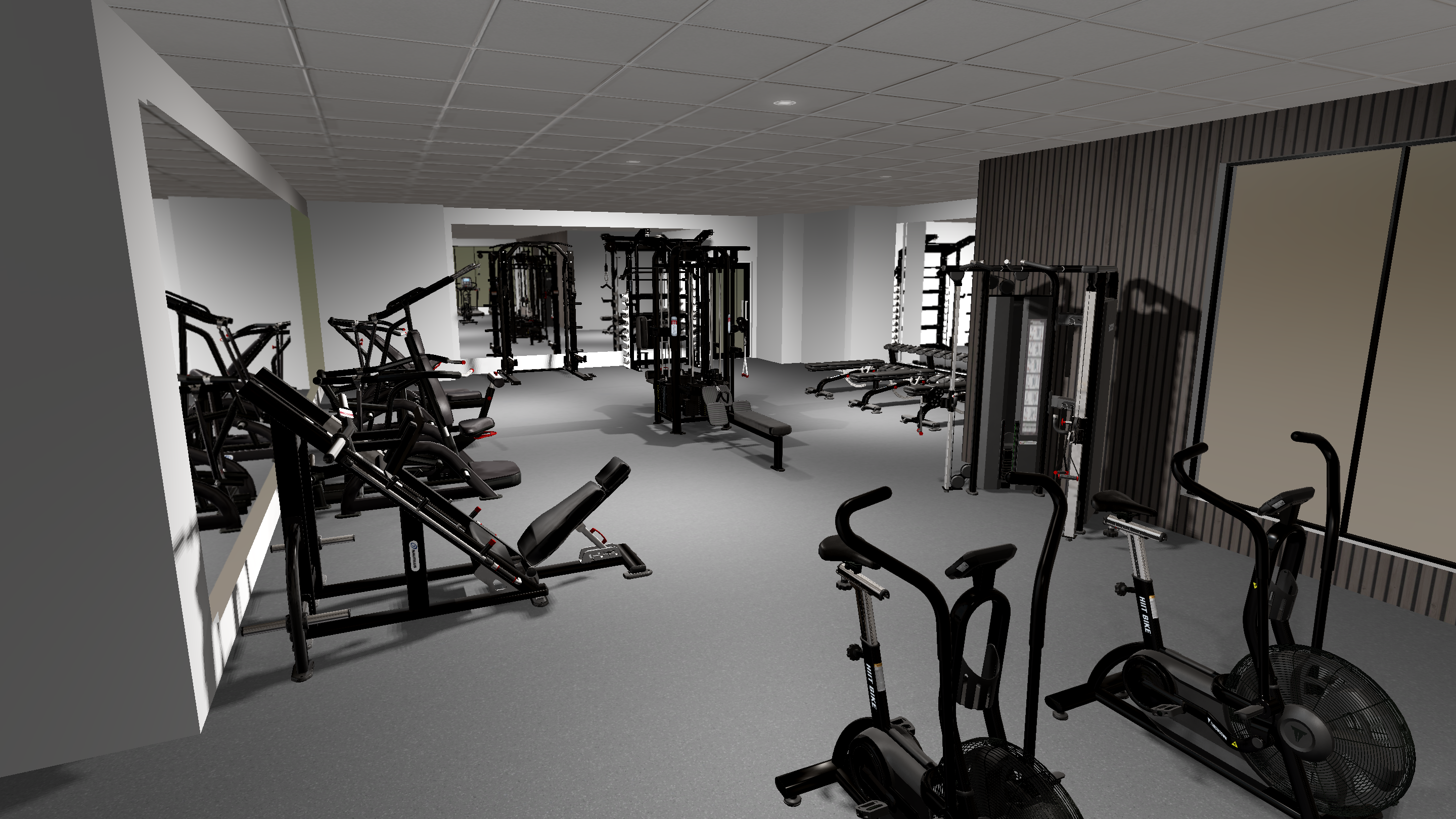 Gym Design Layout Side View of Equipment