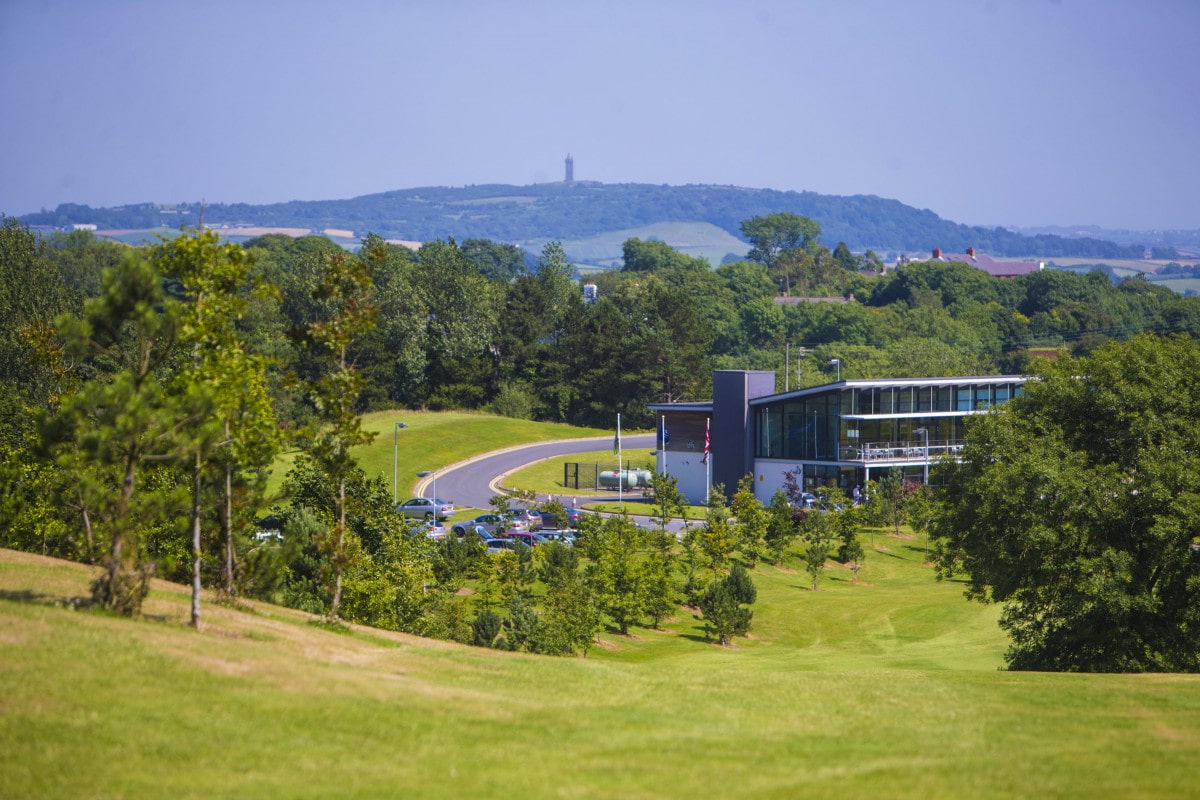 View over Castlereagh, showing residential areas and the Castlereagh Golf Club surrounded by green spaces.
