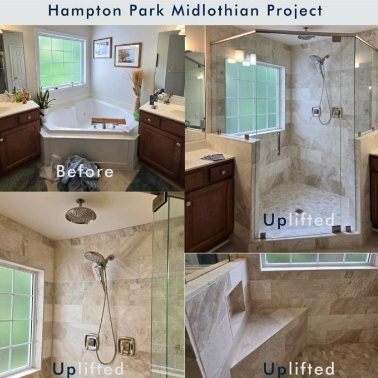 Before and after photo of bathroom remodel