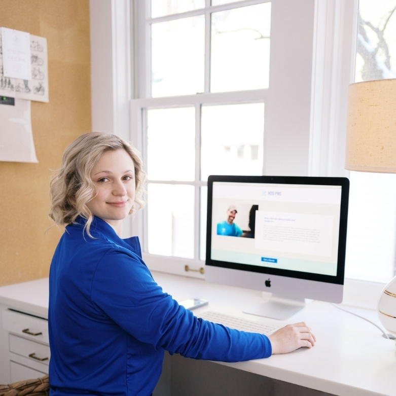 Chandler working at the computer.