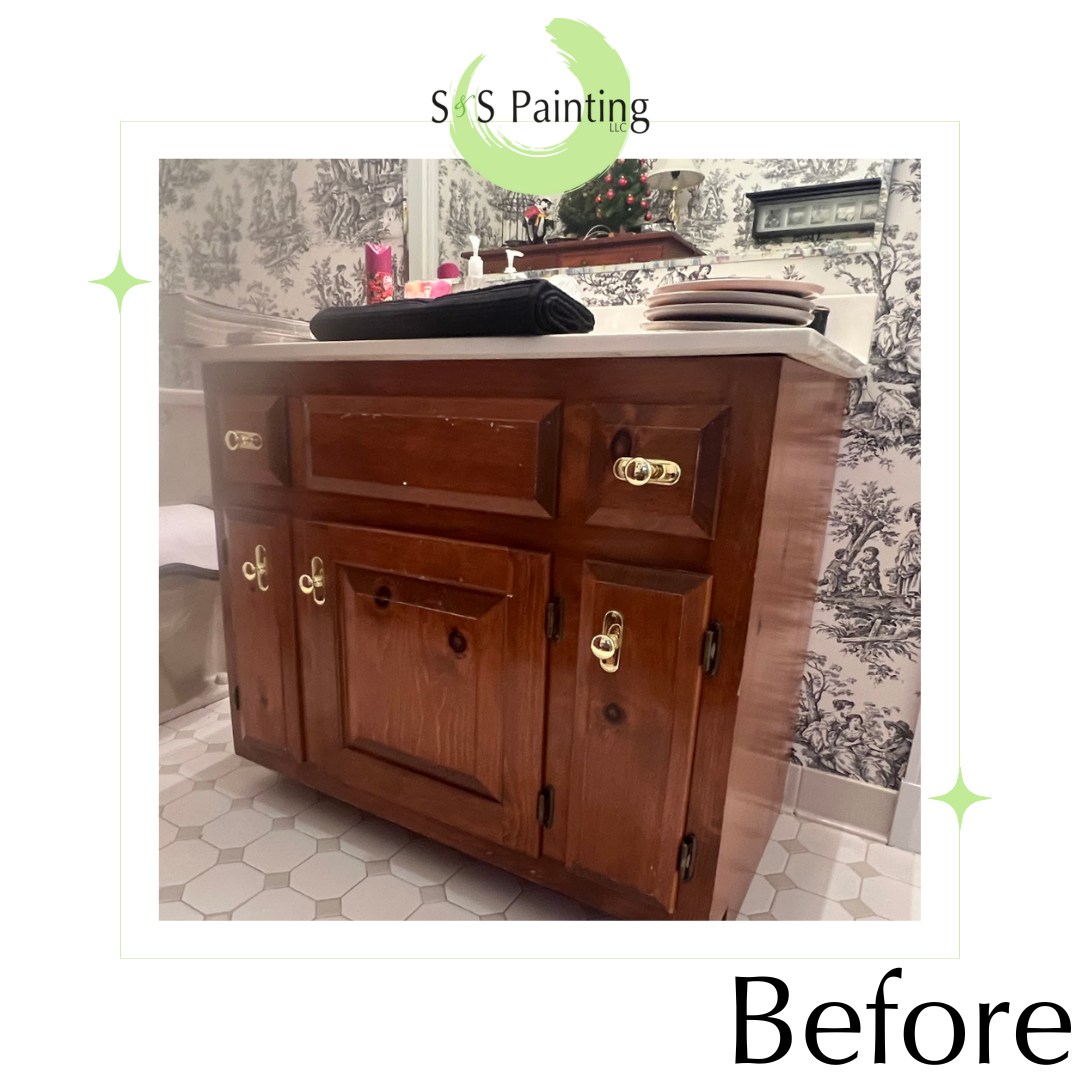 Wood cabinet before photo