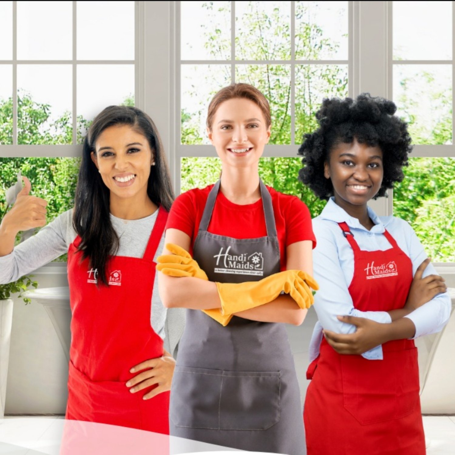 Handimaids cleaners standing in line