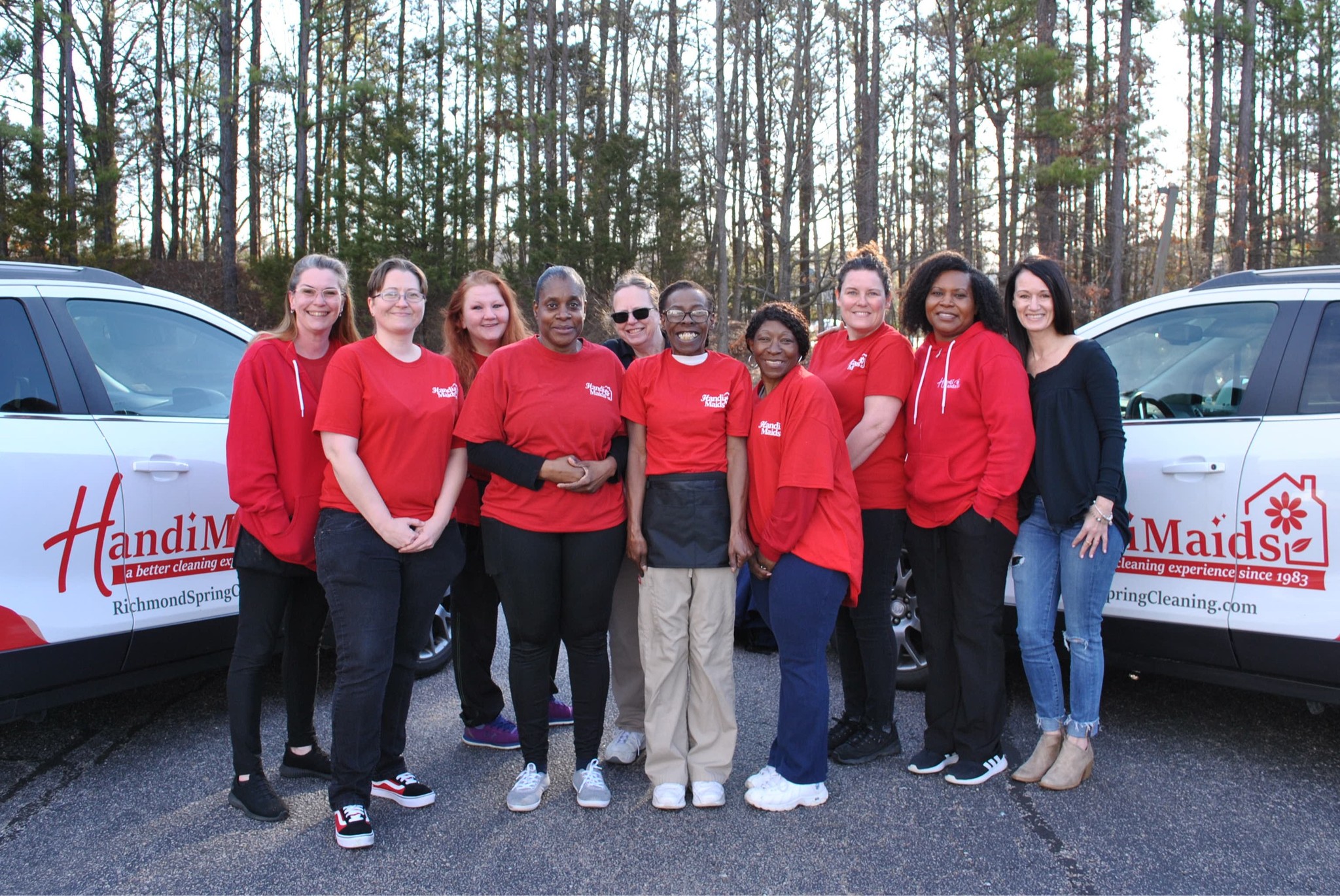 Handimaids house cleaners standing in line
