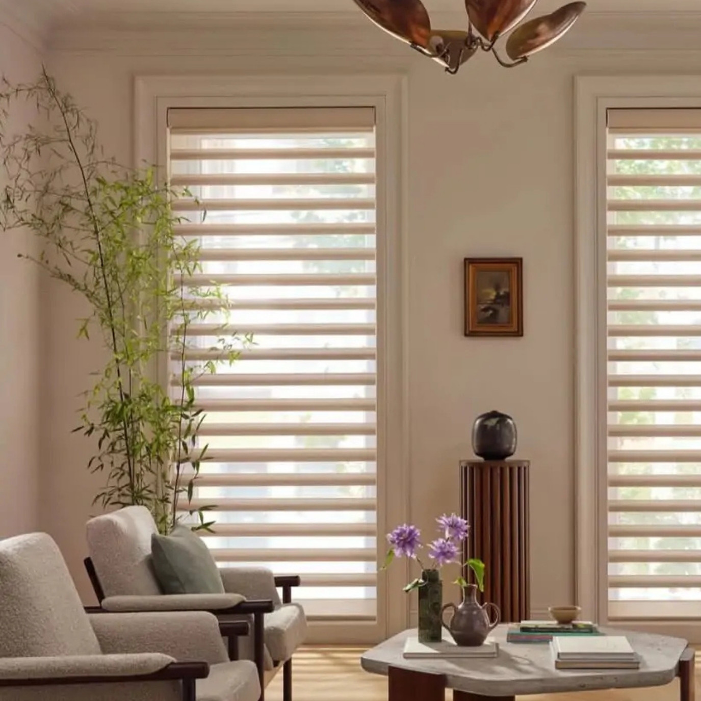 Room with shutters on doors