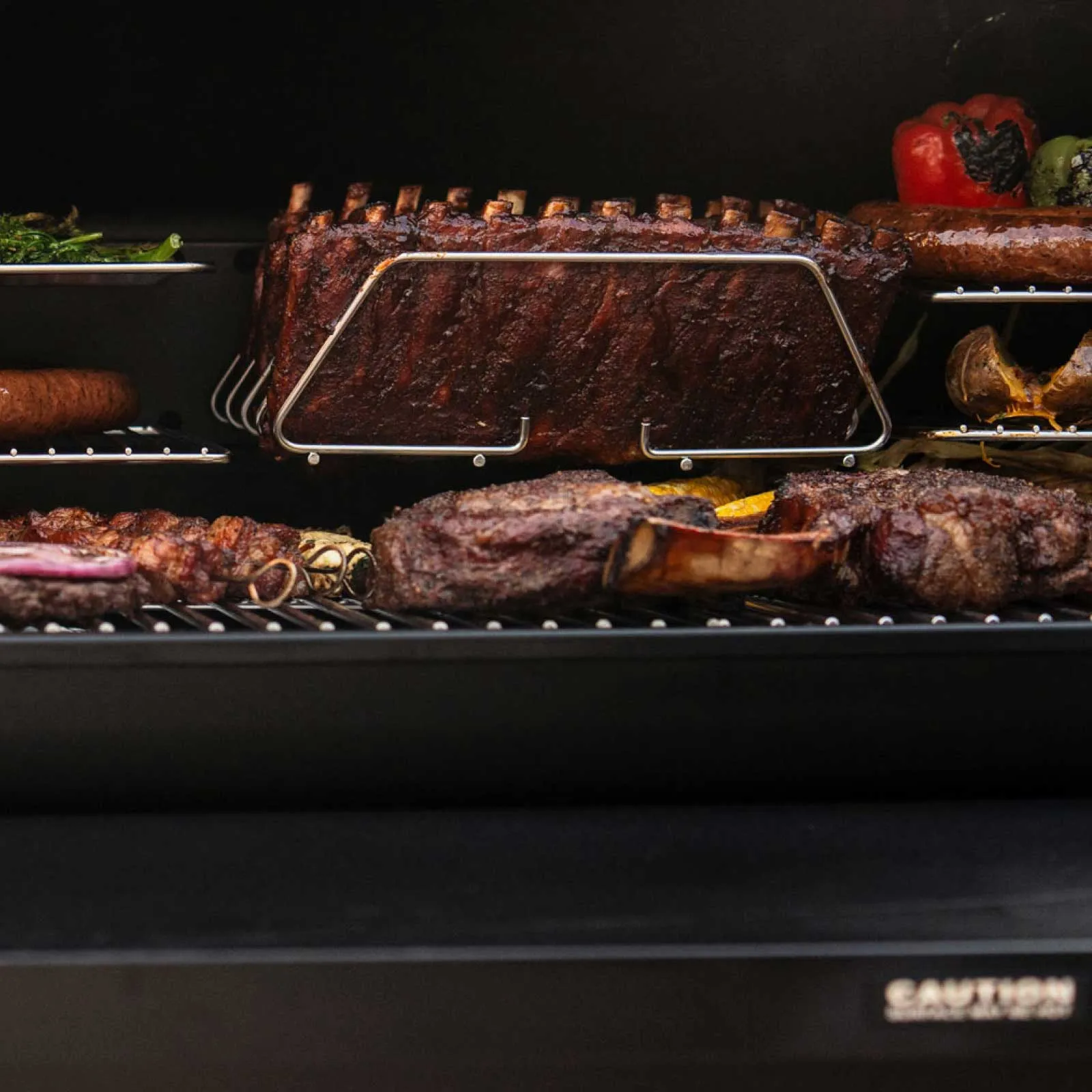 green mountain grill with food cooking