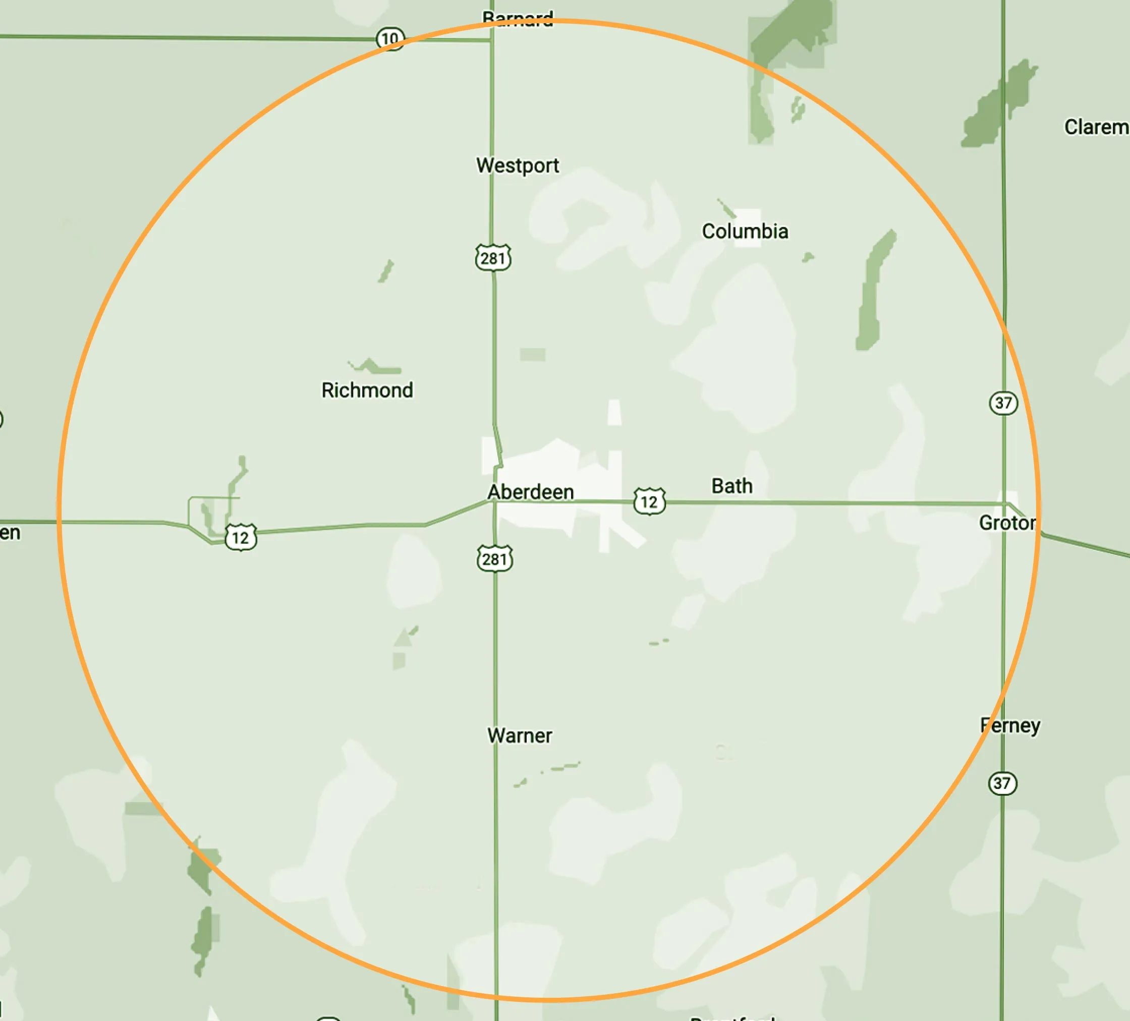 aberdeen sd service area map