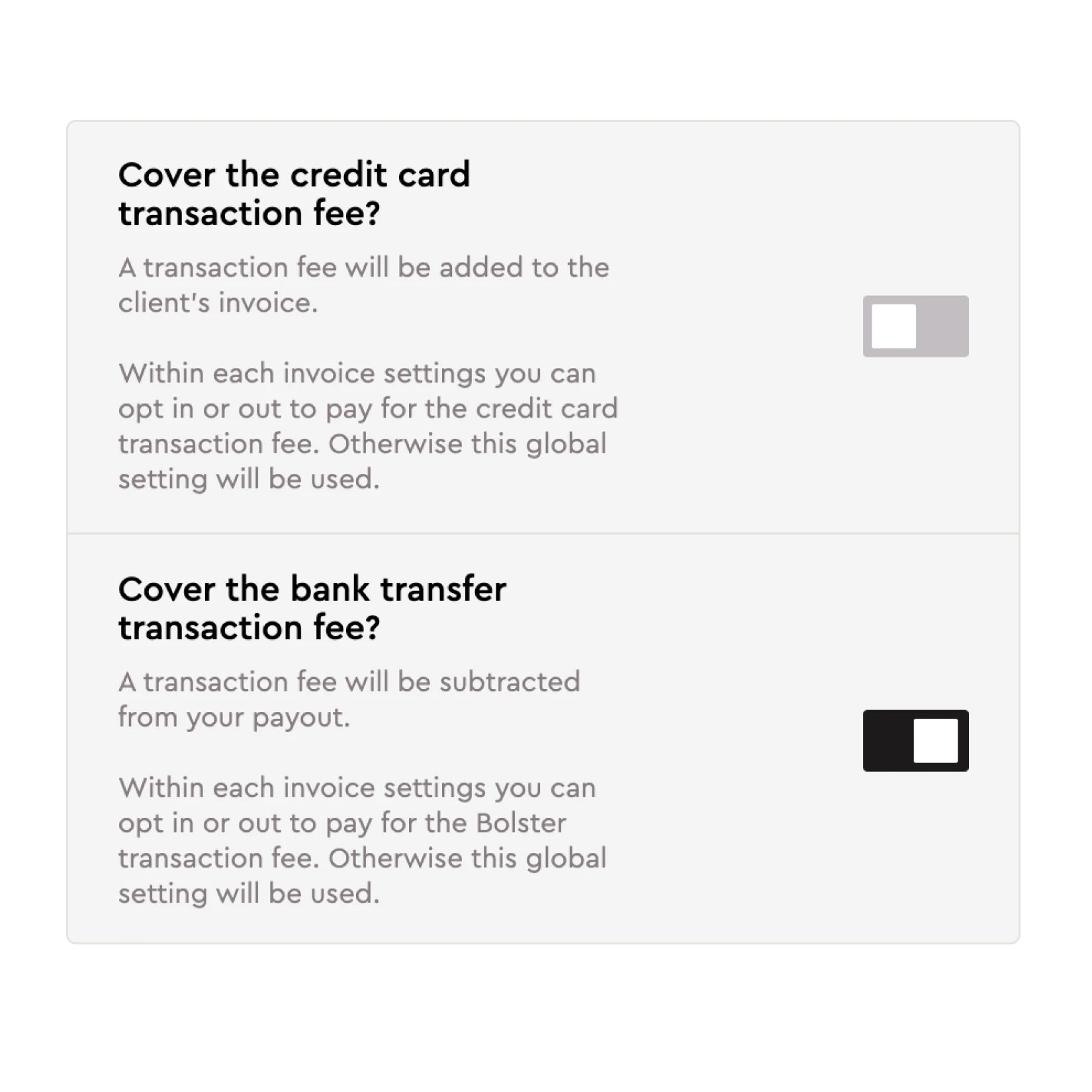 Cover fees