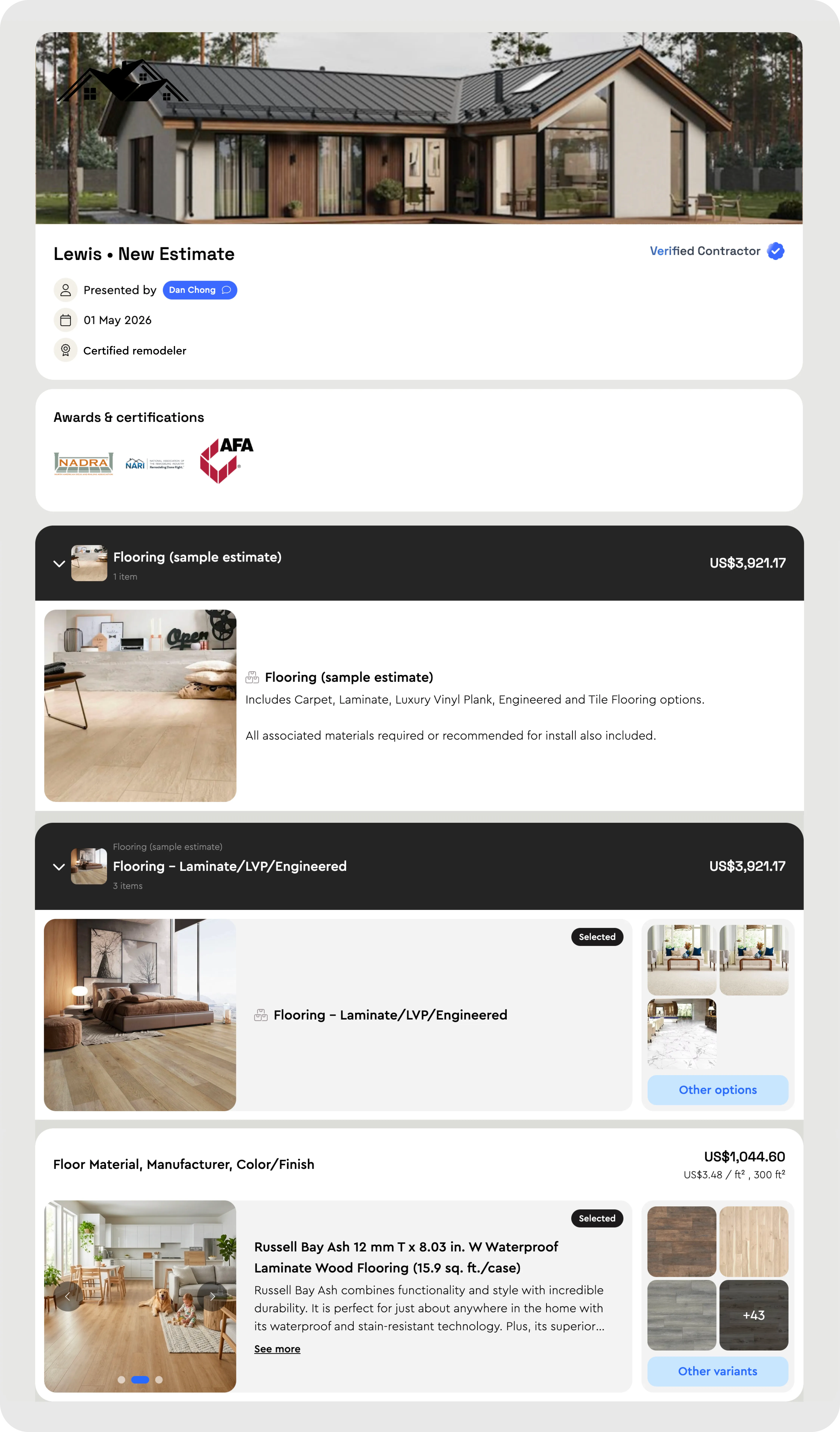 Bolster flooring estimate proposal