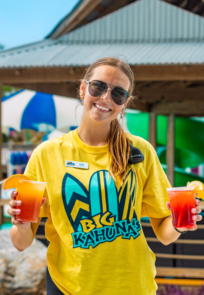 Young woman wearing Big Kahuna t shirt