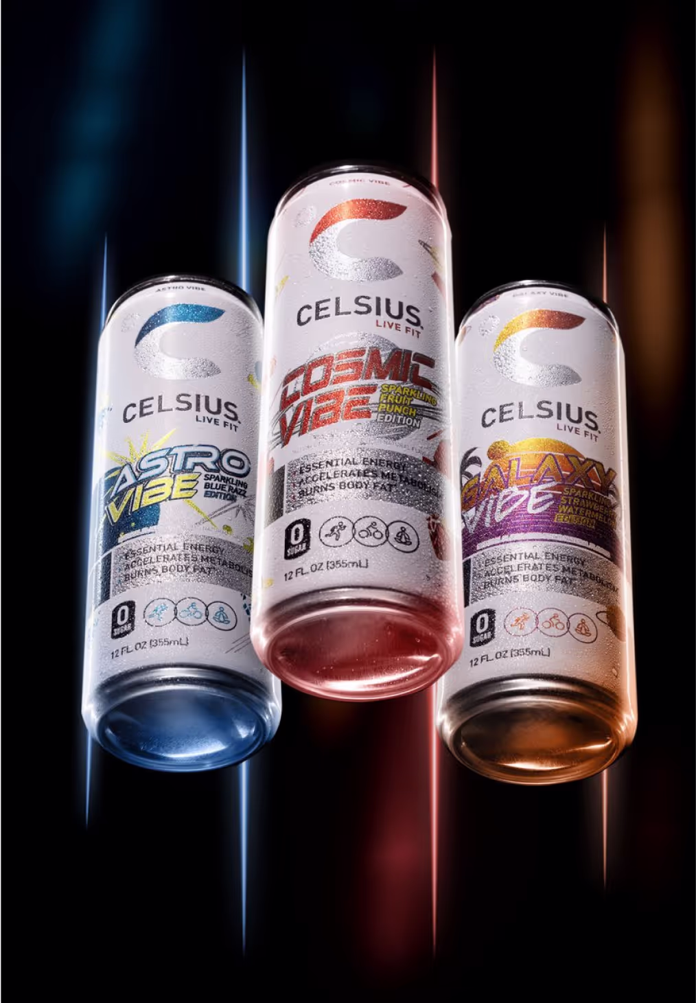 Celsius Astro Vibe, Cosmic Vibe, and Galaxy Vibe