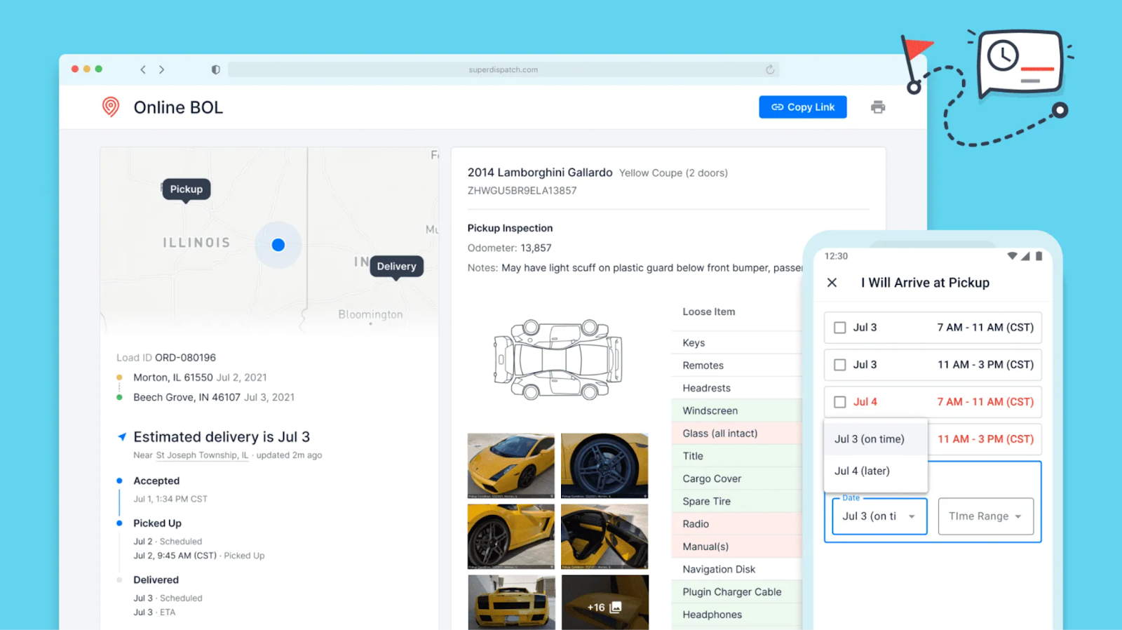 Super Dispatch load board example