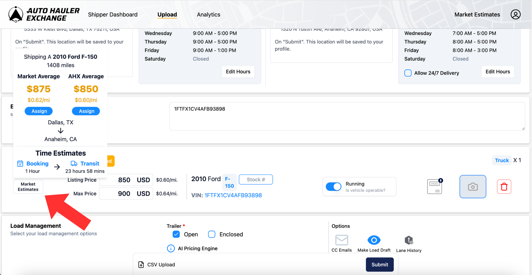 Screenshot of AHX platform