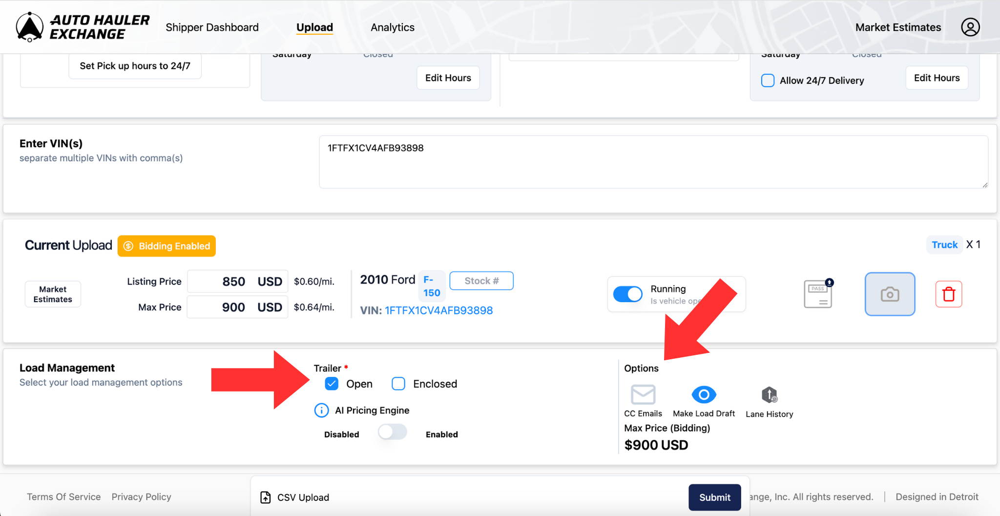 Screenshot from AHX platform