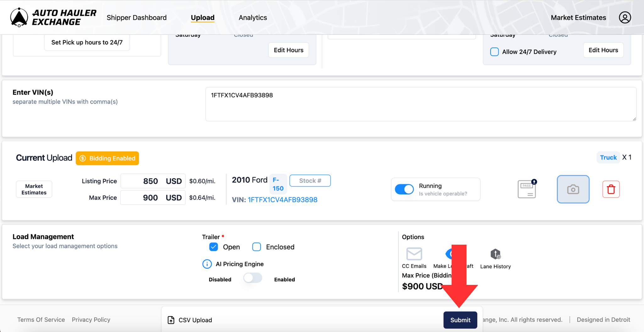 Screenshot from the AHX platform