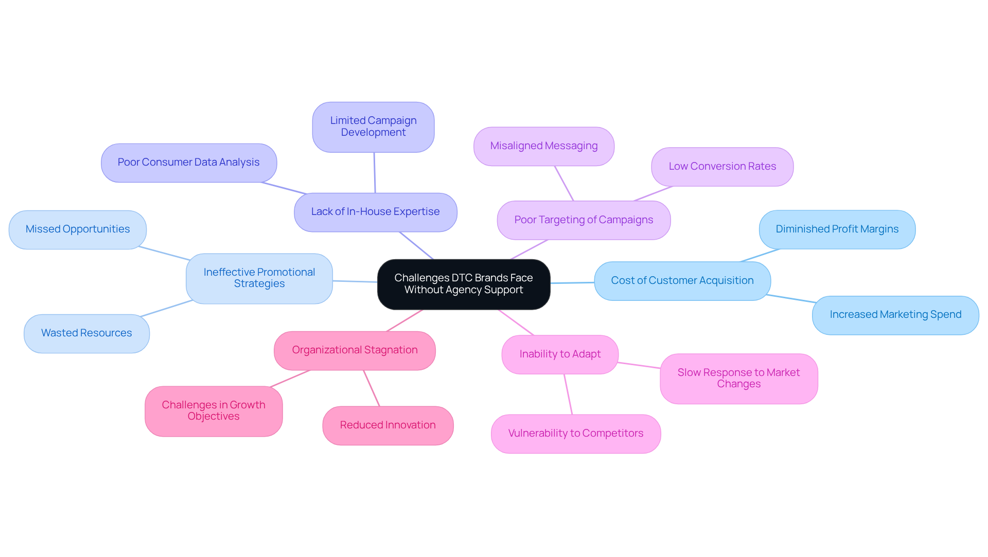 The central node represents the main topic, while each branch shows a specific challenge. The sub-branches can provide further details or examples of how these challenges manifest, helping to understand the broader implications.