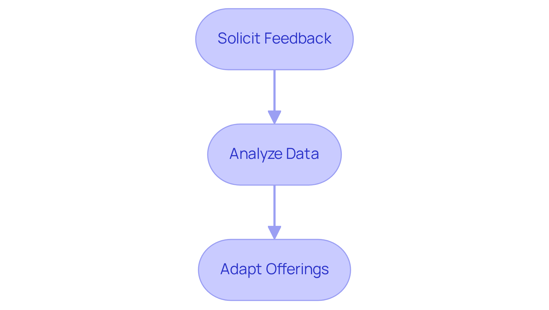 Follow the flow from soliciting feedback to adapting your offerings — each step is crucial for enhancing your strategy and ensuring customer satisfaction.
