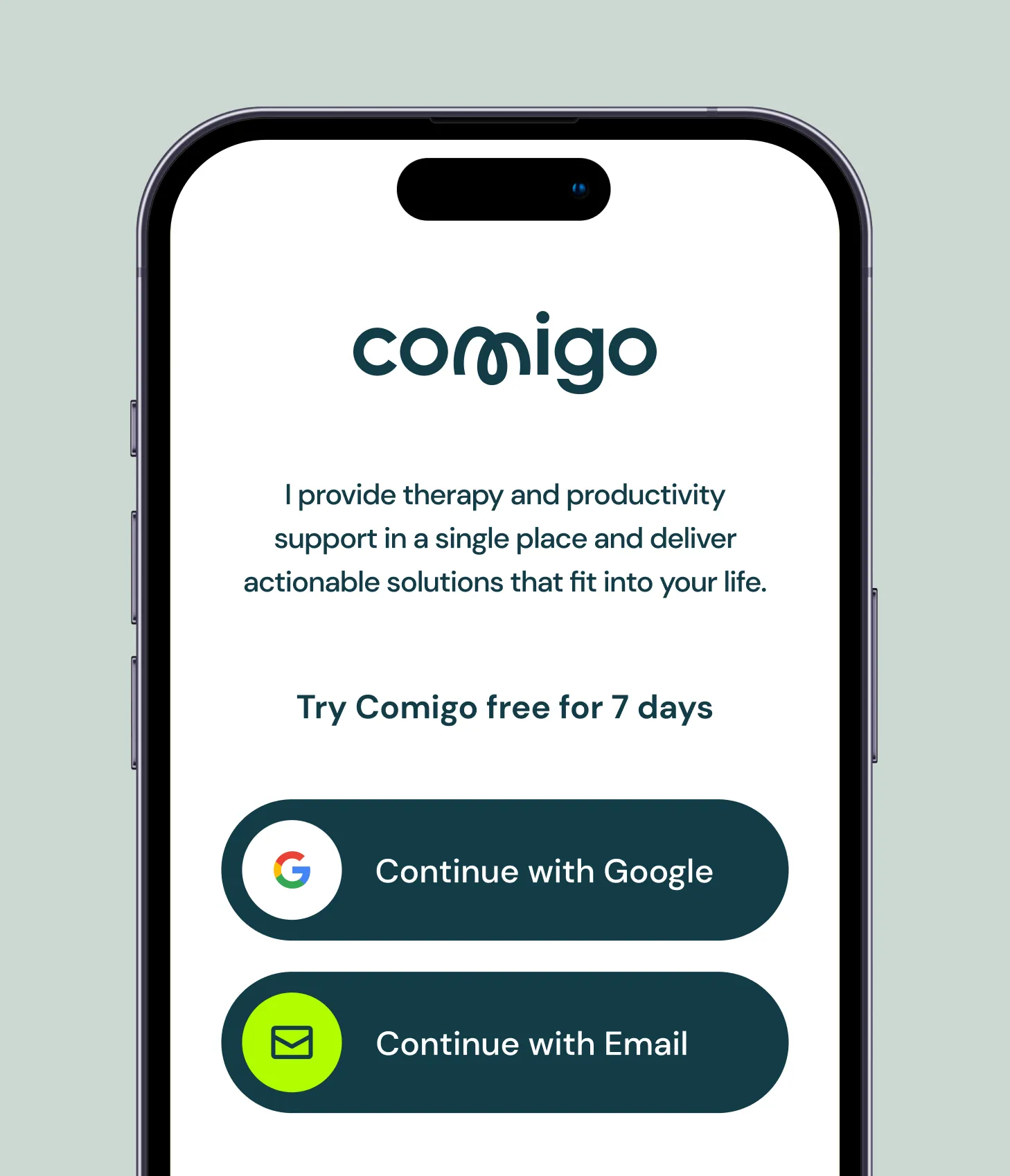 Comigo product screen