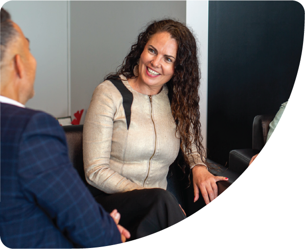 Woman smiling in meeting