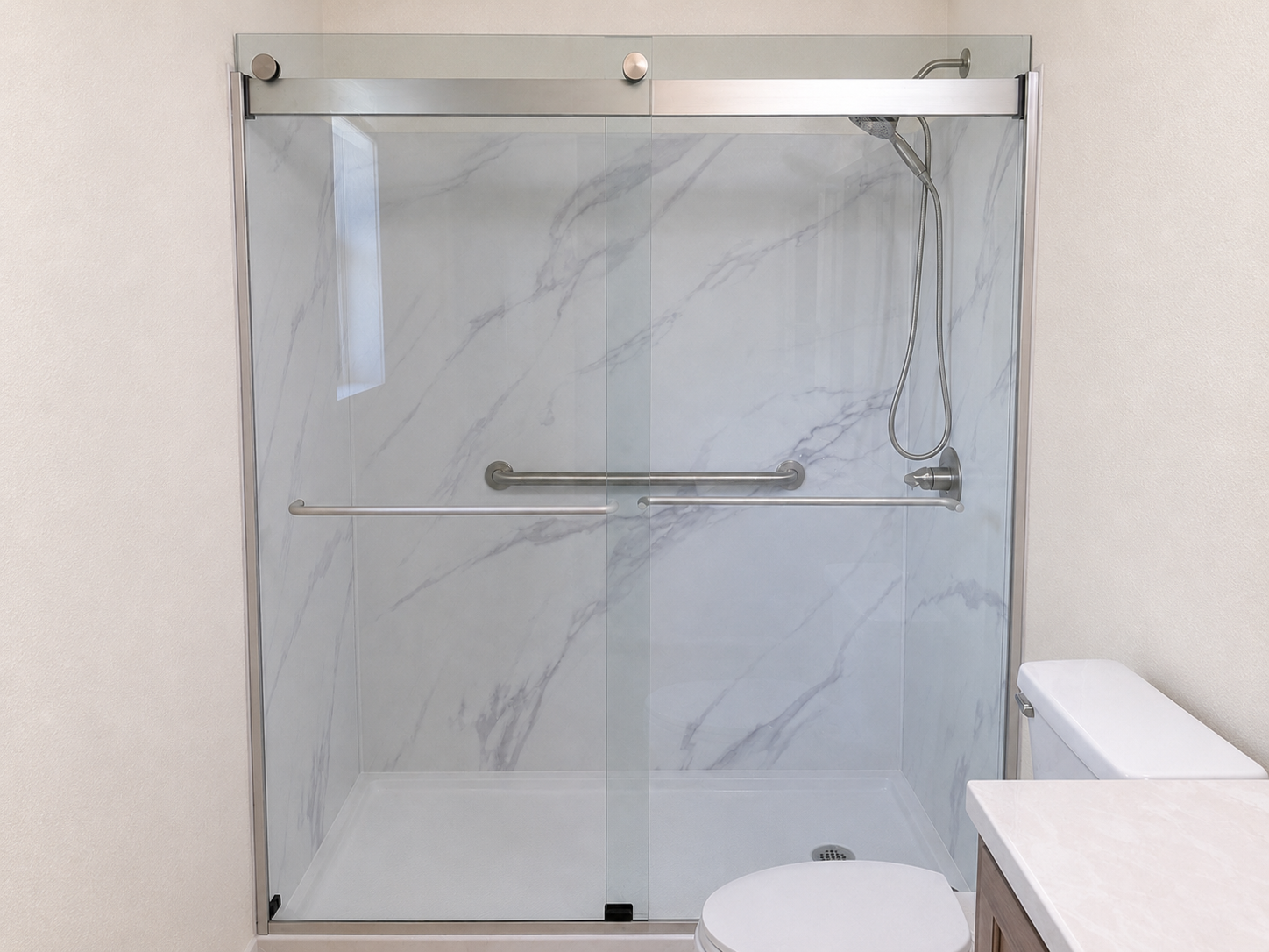 Completed walk-in shower conversion by Simply Home Renovations