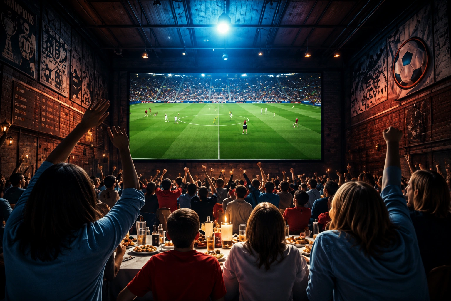 Bar with people are watching soccer watch party in club 2026