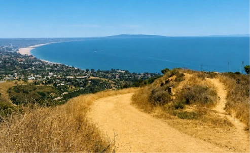 Scenic View of Hiking taking to costal area.