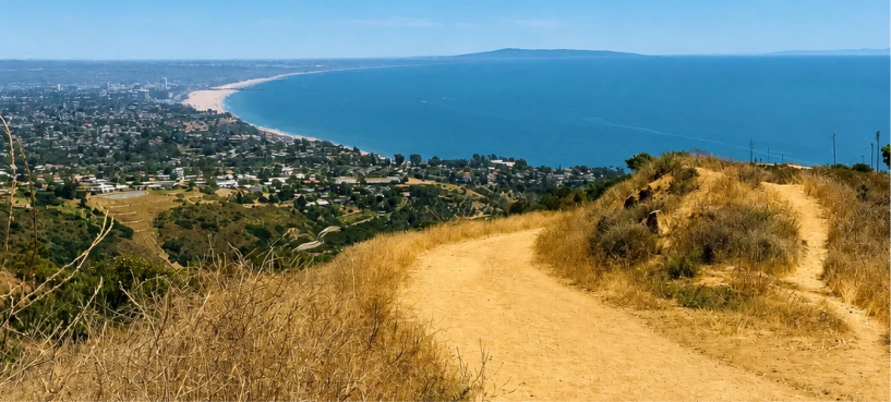 Scenic View of Hiking taking to costal area.