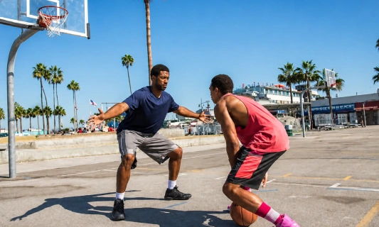 Two Guys playing basketball