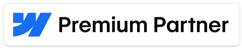 Blue and white badge with stylized 'W' and text Premium Partner in black.
