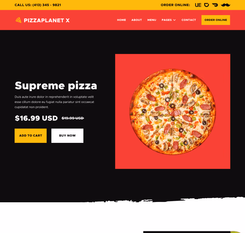 Hero Image Strip - Pizzaplanet X Webflow Template