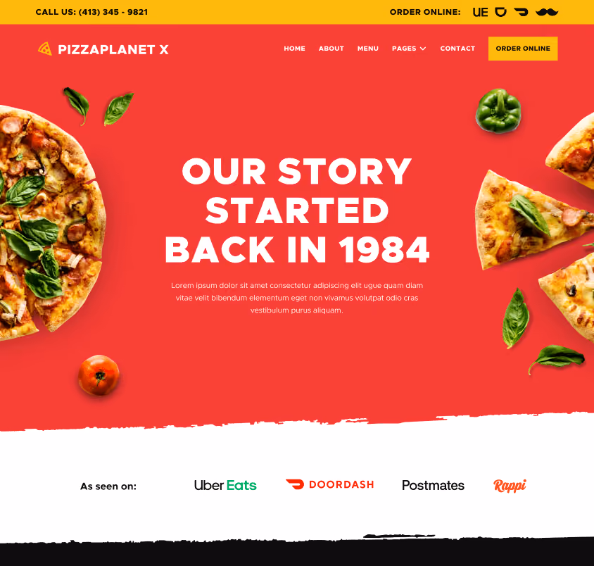 Hero Image Strip - Pizzaplanet X Webflow Template