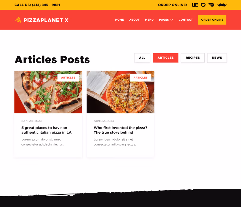 Blog Category - Pizzaplanet X Webflow Template