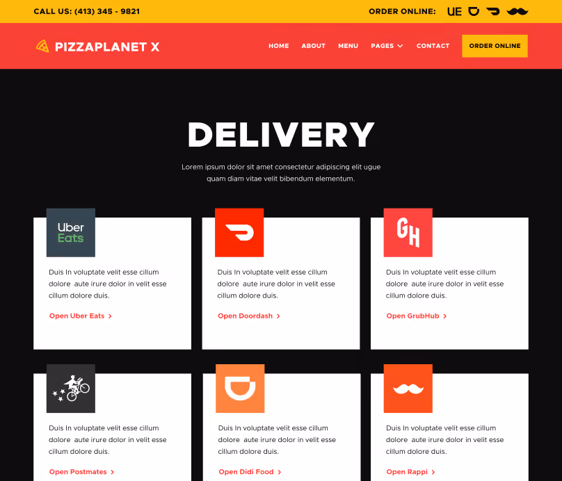 Delivery - Pizzaplanet X Webflow Template