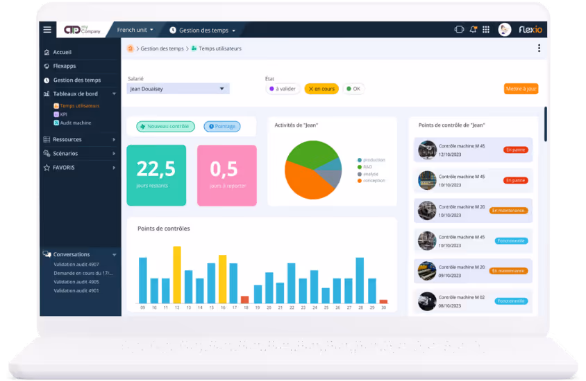 Visuel de l'interface du logiciel no-code Flexio