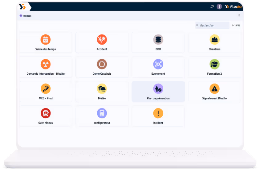 Visuel de l'interface du logiciel no-code Flexio