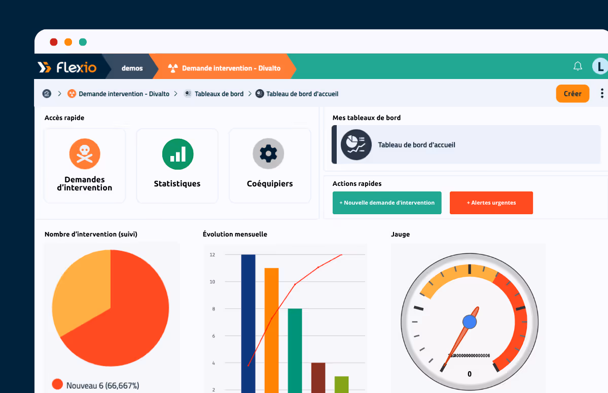 Visuel de l'interface du logiciel no-code Flexio