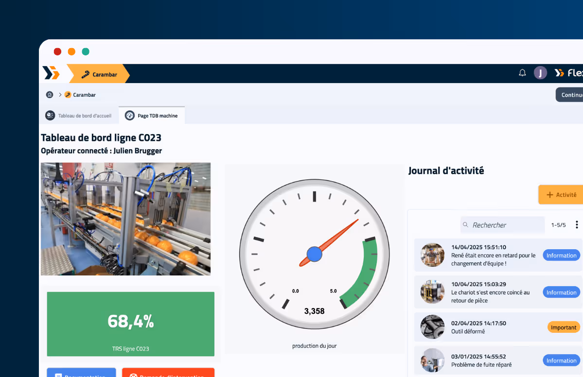 Visuel de l'interface du logiciel no-code Flexio