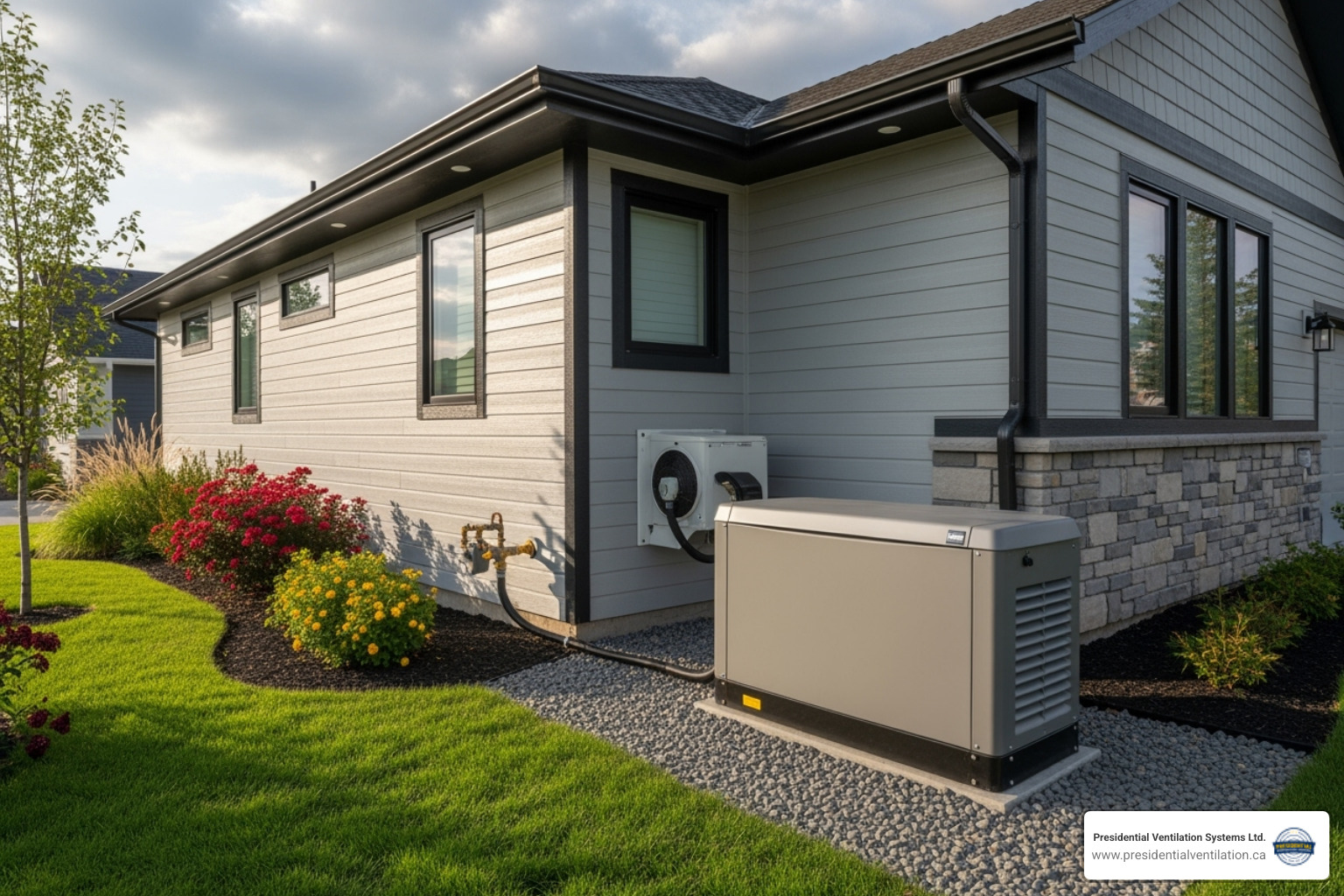 standby generator installed next to a home - electrical services Mount Uniacke