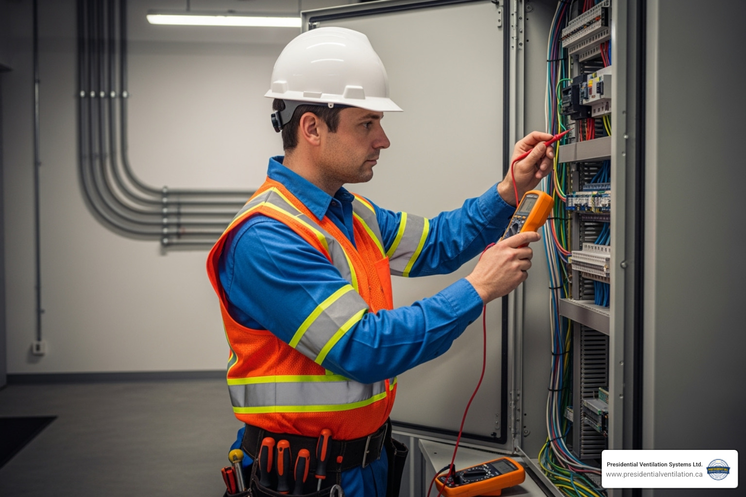 electrician performing a safety inspection on a commercial property - commercial electrical repairs