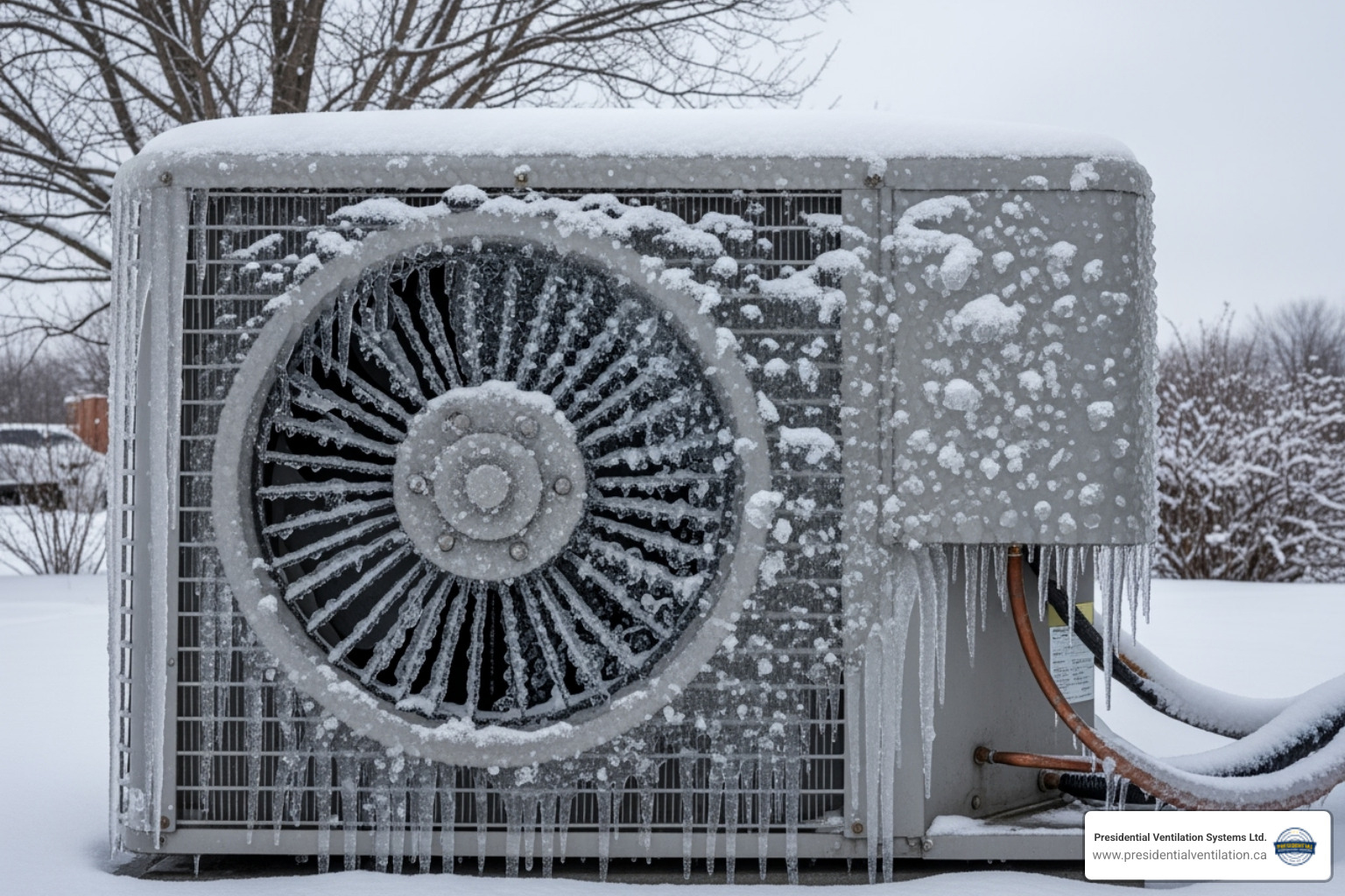 iced-over outdoor AC unit - air conditioner repair windsor