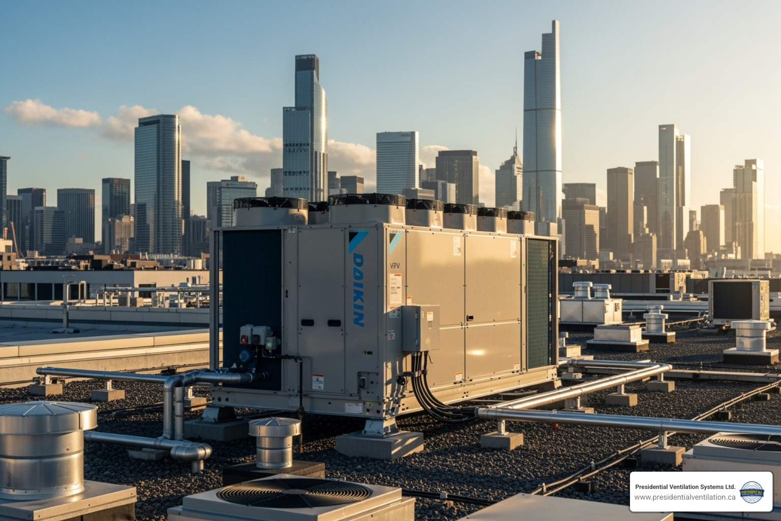 Daikin VRV system on a commercial rooftop - Daikin commercial heat pumps