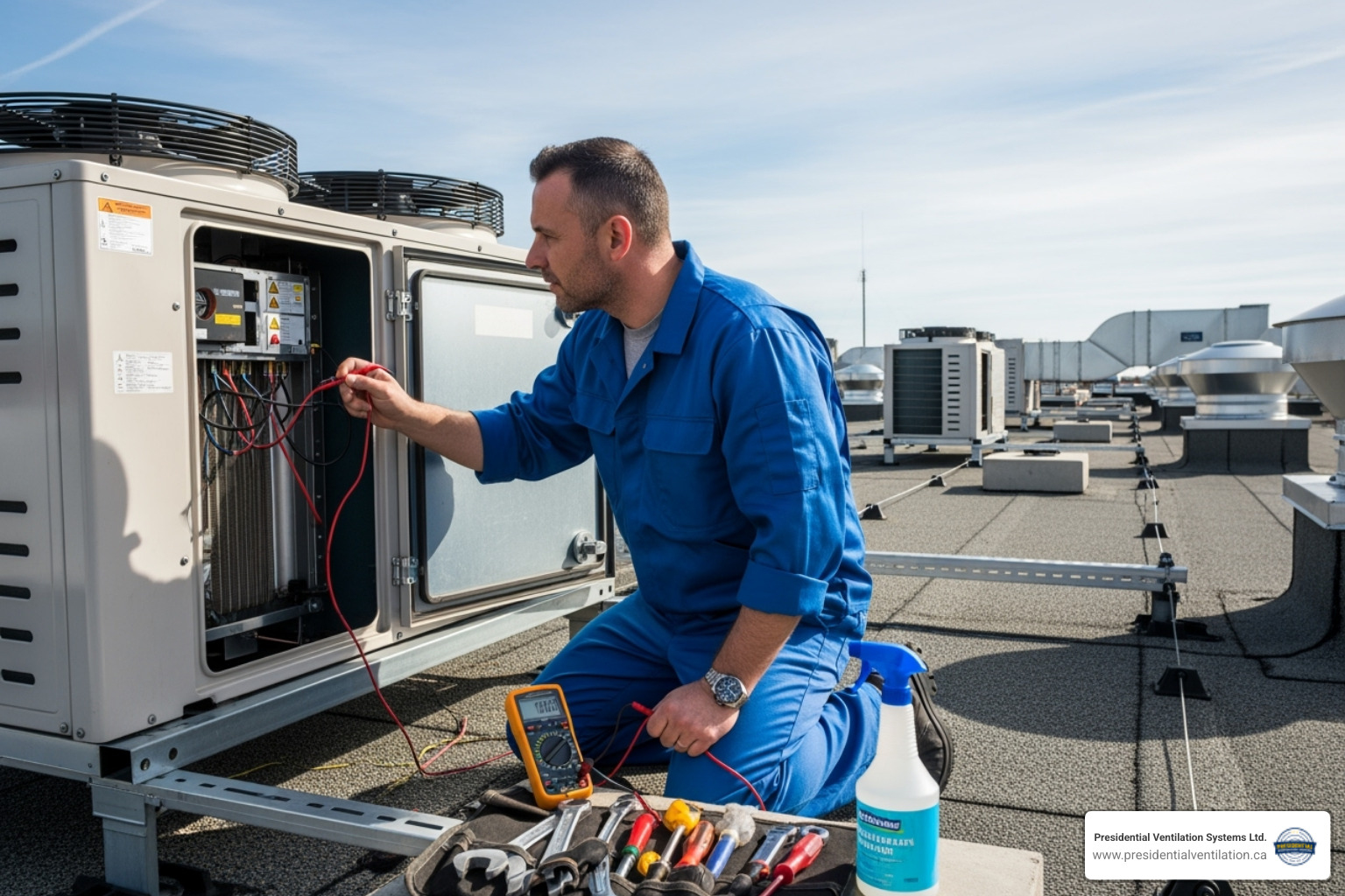 Technician servicing a Daikin commercial heat pump unit - Daikin commercial heat pumps