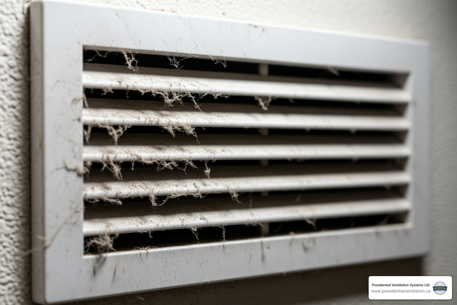 Visibly dusty air vent cover - HRV duct cleaning
