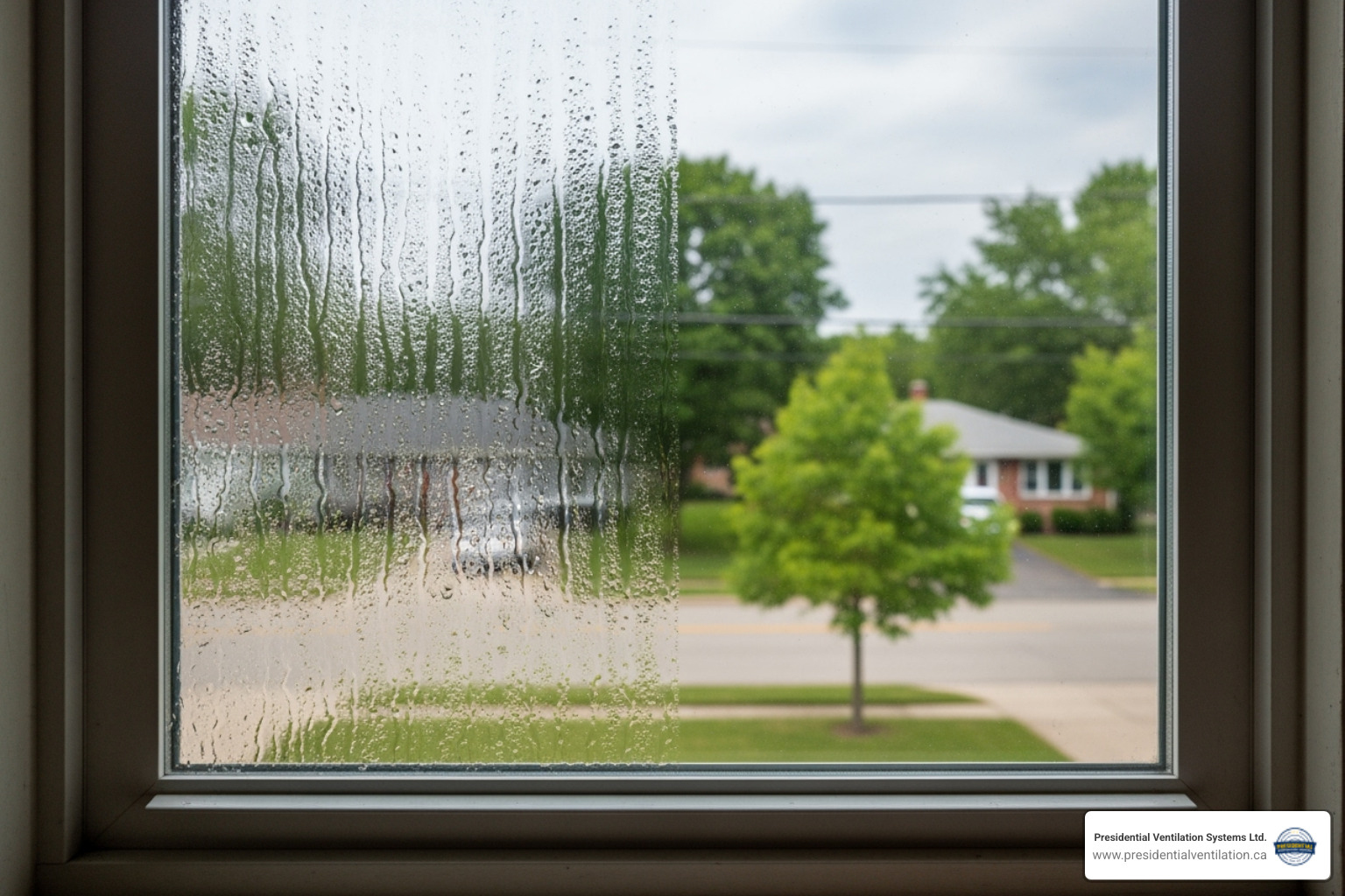of a window with condensation versus a clear window - hrv installation dartmouth