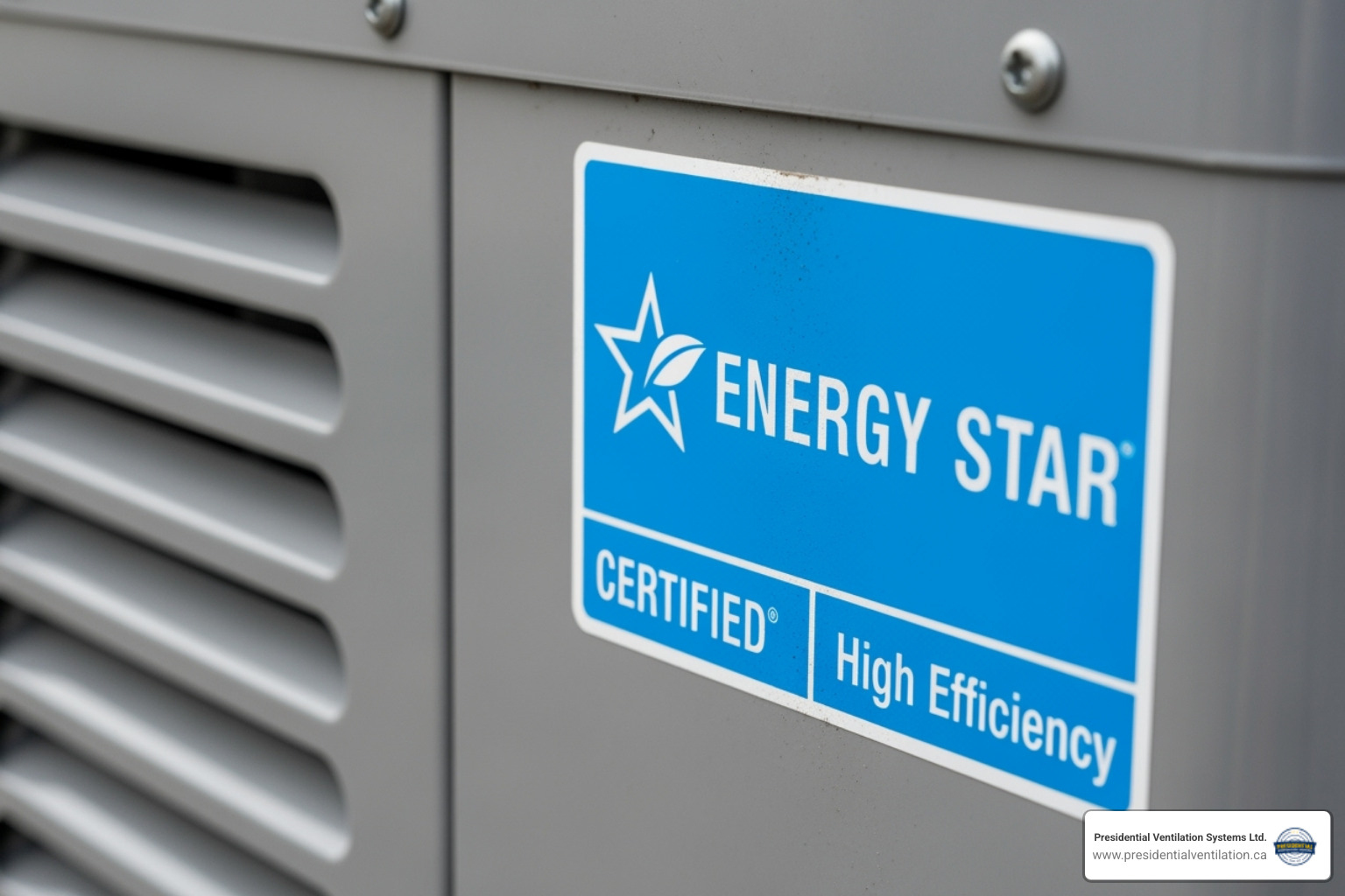 ENERGY STAR label on an HVAC unit - energy efficient HVAC system