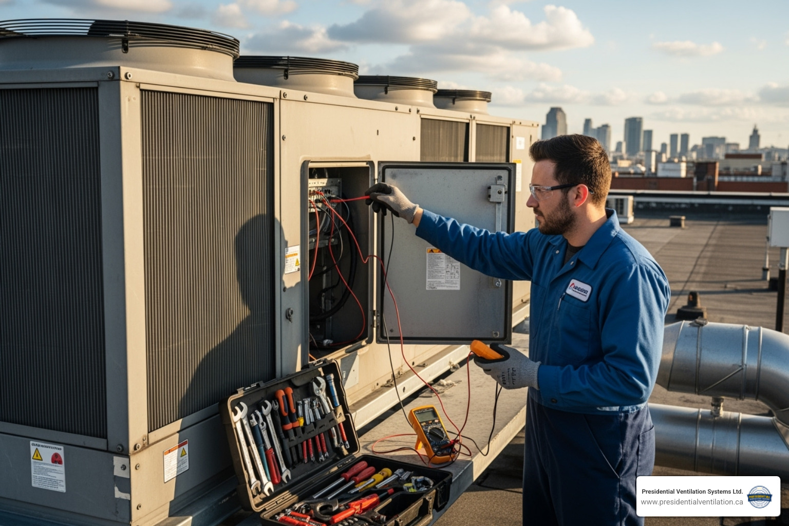 technician servicing large commercial HVAC system - commercial heat pumps not working in mount uniacke ns