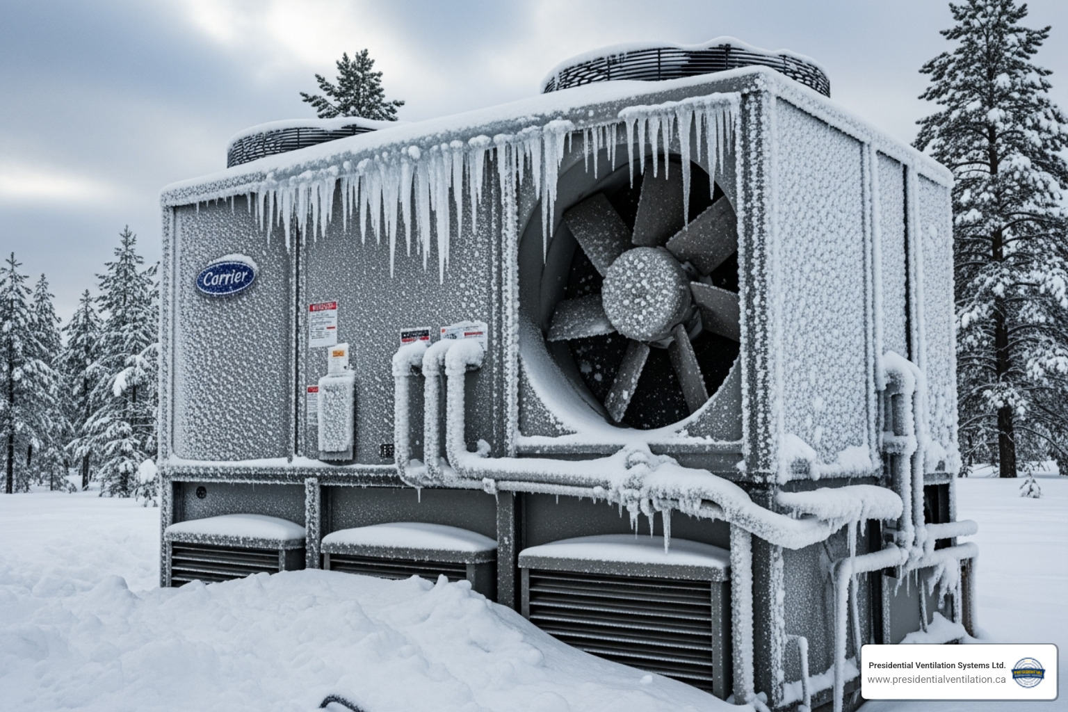 iced-over commercial heat pump unit - commercial heat pumps not working in mount uniacke ns