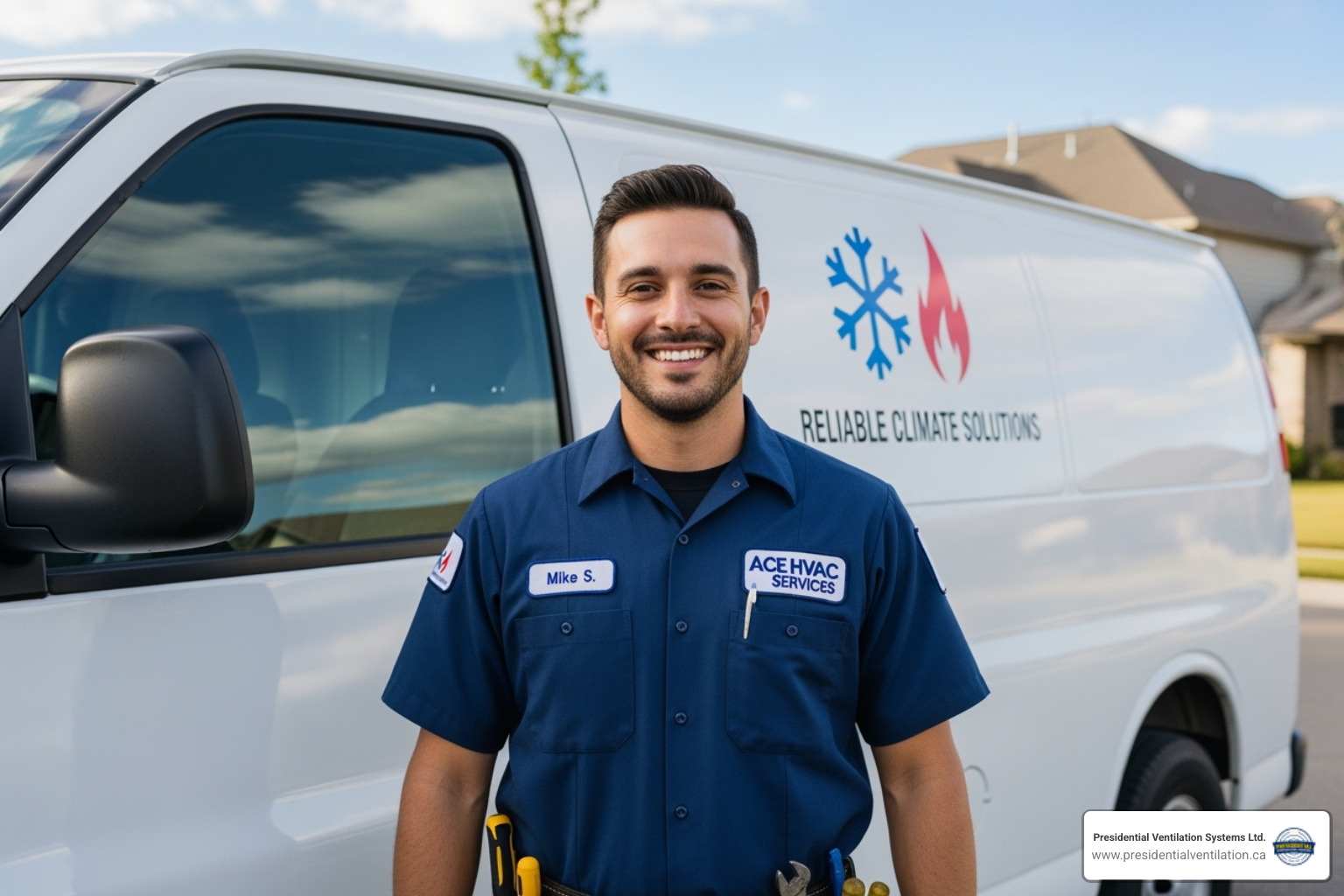 friendly technician with Presidential Ventilation service van - affordable ductless heat pumps service in kentville ns friendly technician with Presidential Ventilation service van - affordable ductless heat pumps service in kentville ns