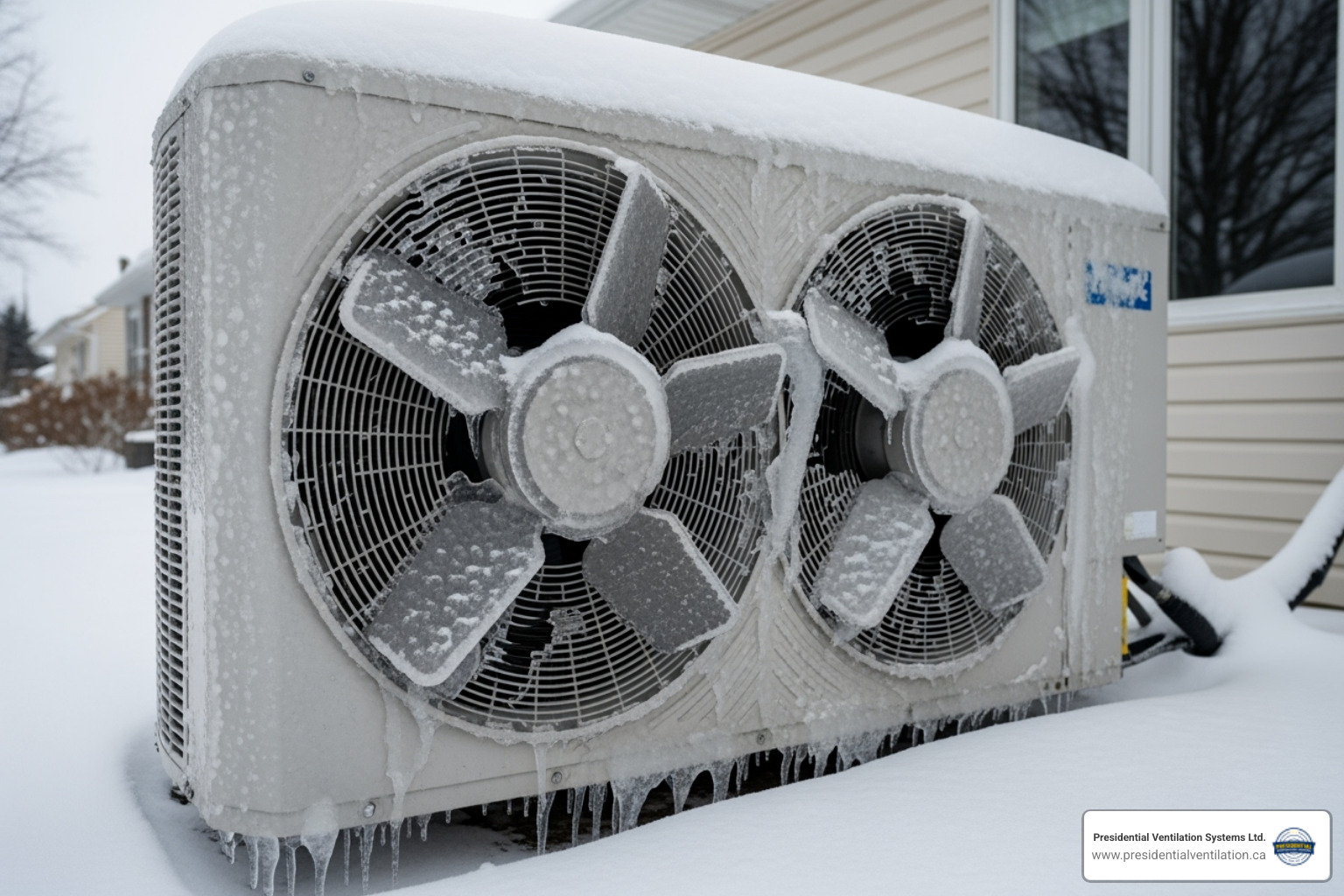 ice buildup on a heat pump's outdoor unit - heat pumps making noise in bedford ns