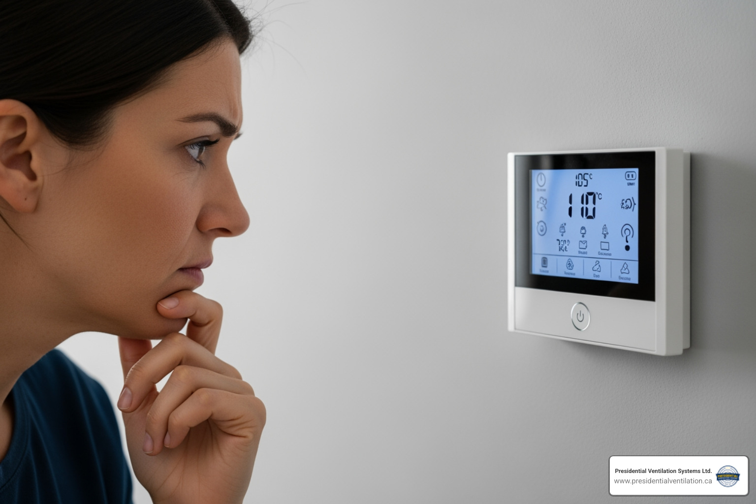 person looking at a thermostat with a confused expression - furnace replacements not working in windsor ns person looking at a thermostat with a confused expression - furnace replacements not working in windsor ns