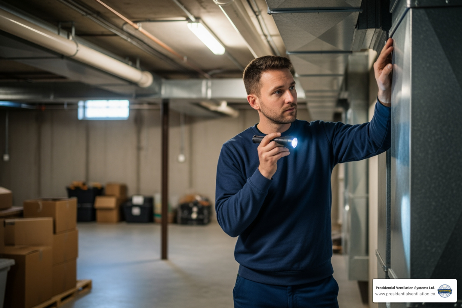 HVAC technician inspecting ductwork - furnace replacements not working in windsor ns HVAC technician inspecting ductwork - furnace replacements not working in windsor ns